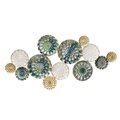 Kd Estanteria Metal Wall Decor Textured Plates of Mixed Green, Ivory & Touches of Gold KD2627074